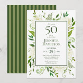 50. Geburtstag Weißer Hydrangeas Einladung (Vorne/Hinten)