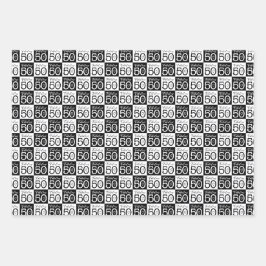 50. Geburtstag Weißer Typografie Streifen Karo Geschenkpapier Set