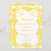 50. Geburtstag White Gold Botanical Floral Einladung (Vorne/Hinten)