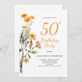 50. Geburtstag Wildblume Einladung (Vorne/Hinten)