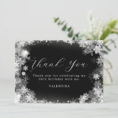 50. Geburtstag Winterwonderland Schneeflocke Dankeskarte (Stehend Vorderseite)