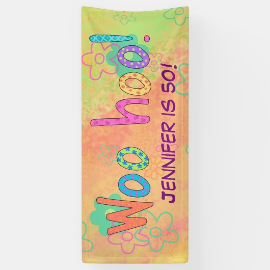 50. Geburtstag WooHoo Personalisierter Banner (Vertikal)