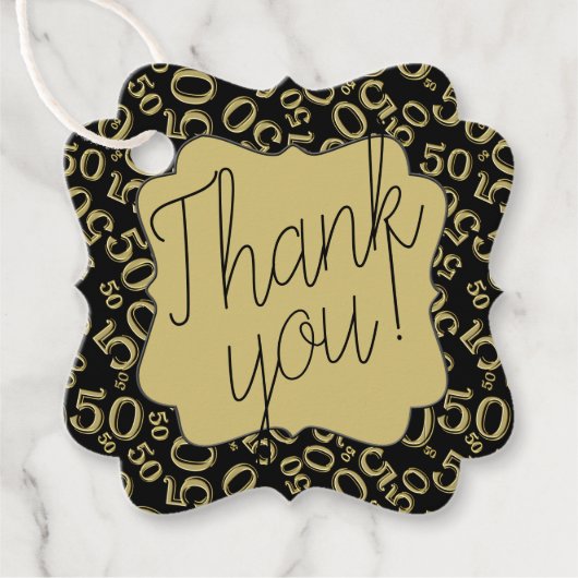 50. Geburtstag Zahlenmuster 50 Gold und Schwarz Geschenkanhänger (Vorderseite)