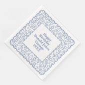 50. Geburtstag Zahlenmuster Scallops Blau/Weiß Serviette (Ecke)