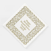 50. Geburtstag Zahlenmuster Scallops Gold/Weiß Serviette (Ecke)