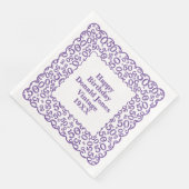 50. Geburtstag Zahlenmuster Scallops Lila/weiß Serviette (Ecke)