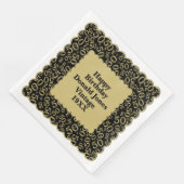 50. Geburtstag Zahlenmuster Scallops Schwarzes Gol Serviette (Ecke)