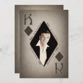 50. GEBURTSTAGEINLADUNG - FOTO - POKER/KÖNIG EINLADUNG (Vorne/Hinten)