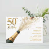 50. GEBURTSTAGLICHE EINLADUNGEN FÜR IHN - CHAMPAGN (Stehend Vorderseite)