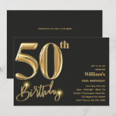 50. GEBURTSTAGLICHE EINLADUNGEN FÜR IHN - GOLD ELE (Vorne/Hinten)