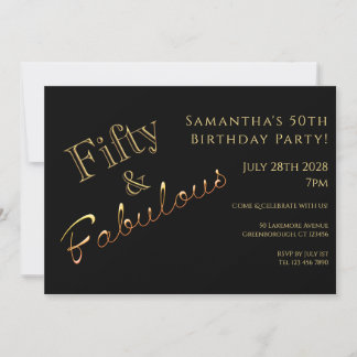 50. Geburtstags-Black-Gold-Party Einladung