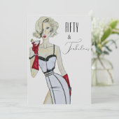 50. Geburtstags Button Up Girl Einladung (Stehend Vorderseite)