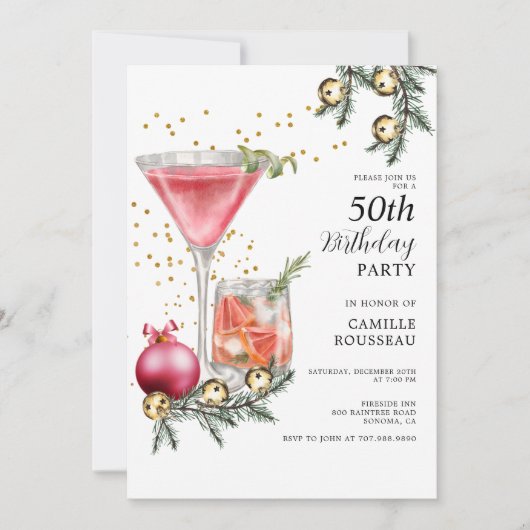 50. Geburtstags Cocktail-Party Einladung (Vorderseite)