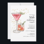 50. Geburtstags Cocktail-Party Einladung<br><div class="desc">50. Geburtstag Cocktail Party Einladung Aquarell Cocktails und Gold Glitzer.</div>