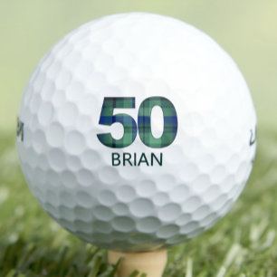 50. Geburtstags-Coworker-Geschenk - Karierter Blau Golfball