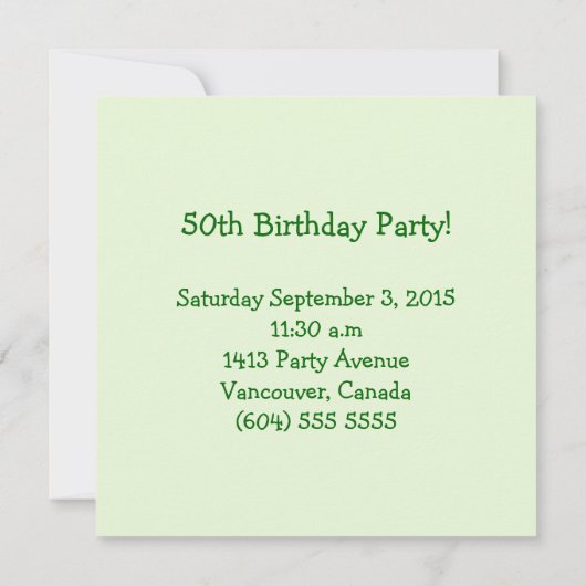 50. Geburtstags-Einladung Einladung (Rückseite)