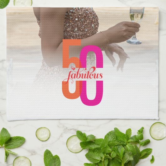 50. Geburtstags-Foto Geschirrtuch (Gefaltet)
