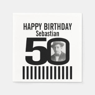 50. Geburtstags-Fotoschwarzstreifen-Fotoservietten Serviette