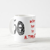 50. Geburtstags-Gag-Geschenk Kaffeetasse (Vorderseite Links)