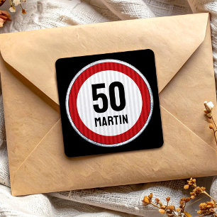 50. Geburtstags-Geschwindigkeitsbegrenzungs-Schild Quadratischer Aufkleber