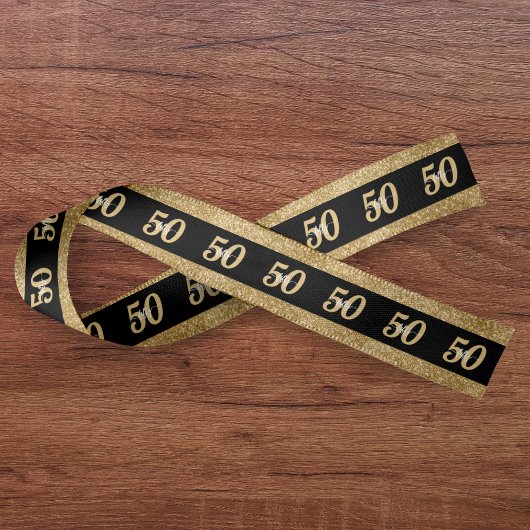 50. Geburtstags-Gold-Glitzer Satinband