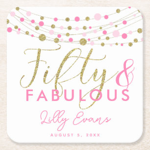 50. Geburtstags Gold und Rosa Untersetzer angepass