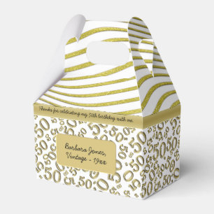 50. Geburtstags-Gold und weißes Collagen-Muster Geschenkschachtel