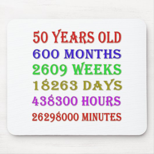 50. Geburtstags-Meilensteine Mousepad (Vorne)
