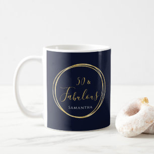 50. Geburtstags-Navy-Gold-Personalisiert Kaffeetasse
