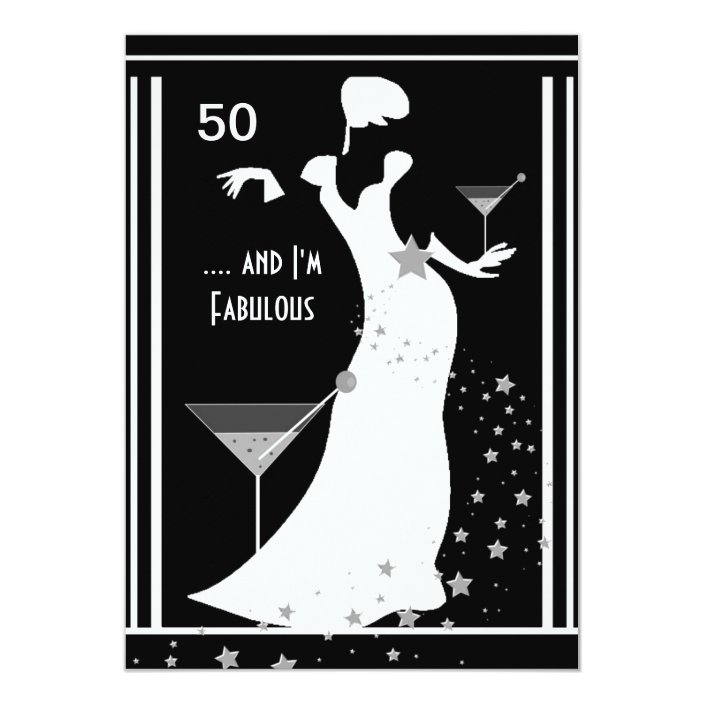 Einladungskarten Schwarz Weiß Party 50. Geburtstags-Party-Diva-Kunst-Deko Schwarz-weiß Einladung | Zazzle.de