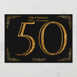 50. Geburtstags-Party, Gatsby styl, schwarzer Einladung