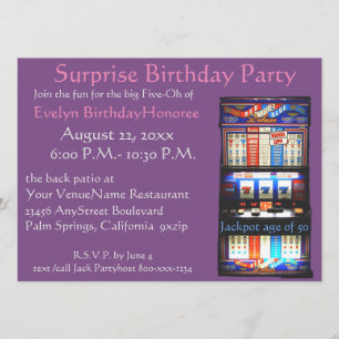 50. Geburtstags-Party-Kasino-Schlitz-Maschine Einladung