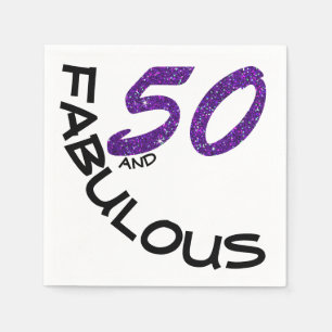 50. Geburtstags-Party-lila Glitzer-Typografie Serviette