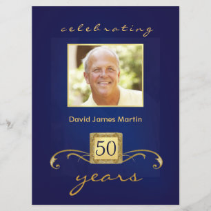 50. Geburtstags-Party - männliches Monogramm - Einladung