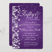 50. Geburtstags-Party-Schein lila Einladung (Vorne/Hinten)