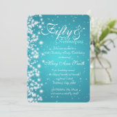 50. Geburtstags-Party-Schein-Türkis Einladung (Stehend Vorderseite)