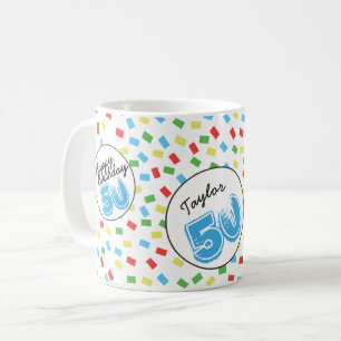 50. Geburtstags-personalisierte festliche bunte Kaffeetasse
