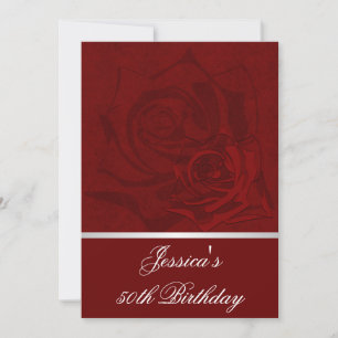 50. Geburtstags-Rosen-weißes Satin-Ordnungs-Party Einladung