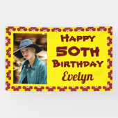 50. Geburtstags Rote Blume Foto Banner (Horizontal)