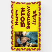 50. Geburtstags Rote Blume Foto Banner (Vertikal)