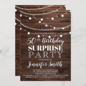 50. Geburtstags-Überraschungs-rustikale hölzerne Einladung (Vorne/Hinten)