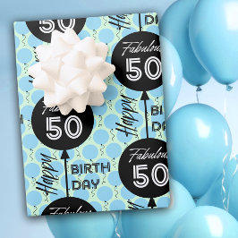 50. Geburtstagsballons Geschenkpapier Set