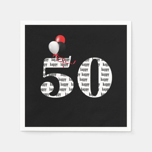 50. Geburtstagsballons Serviette (Vorderseite)