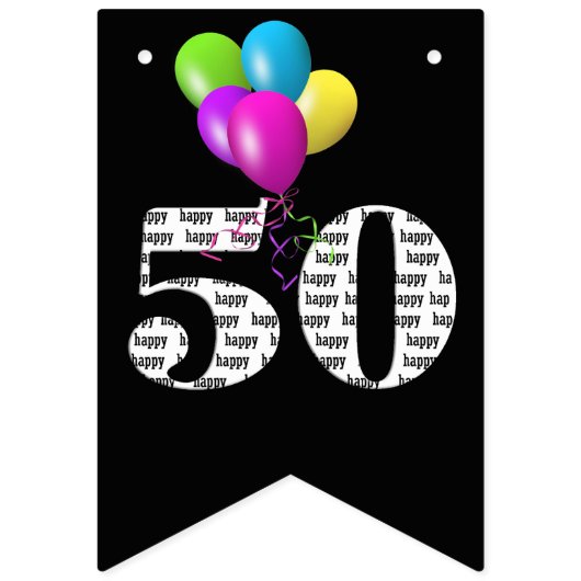 50. Geburtstagsballons Wimpelkette (Dritte Fahne)