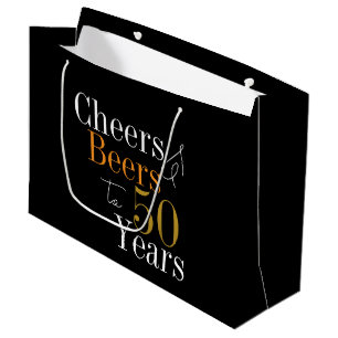 50. Geburtstagsbier und Cheers Black Gold Party Große Geschenktüte