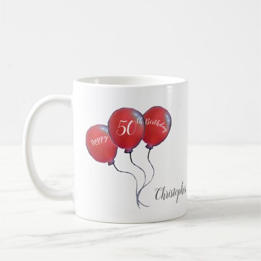 50. Geburtstagsblase Kaffeetasse (Links)