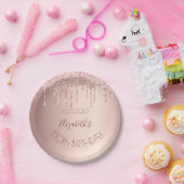 50. Geburtstagsblush Rose Goldname Tropfen Pappteller (Party)