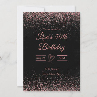 50. Geburtstagseinladung - Glitzer Confetti | Pink Einladung