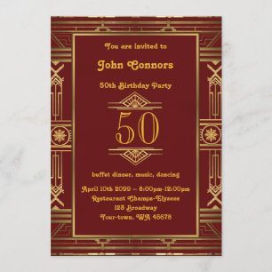 50. Geburtstagseinladung Mann 50., Gatsby-Stil Einladung