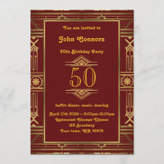 50. Geburtstagseinladung Mann 50., Gatsby-Stil Einladung